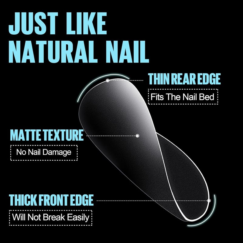 TOMICCA Oval Nail Tips - 15 Size Full Matte Gel Tips, 360PCS Pre-shaped No Need Nail Files and Base Coat Full Cover Nail Tips for Nail Extensions - Image 4